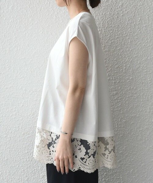 SHIPS / シップス カットソー（半袖以外） | SHIPS Colors:〈手洗い可能〉レースヘム フレンチスリーブ チュニック | 詳細4