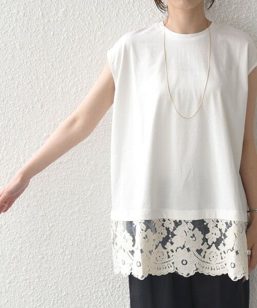 SHIPS / シップス カットソー（半袖以外） | SHIPS Colors:〈手洗い可能〉レースヘム フレンチスリーブ チュニック | 詳細6