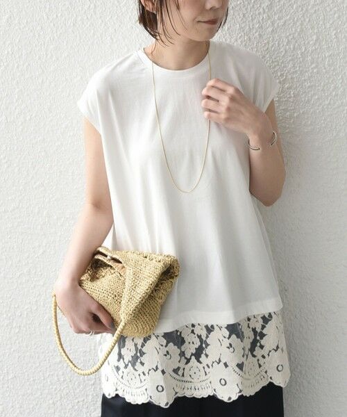 SHIPS / シップス カットソー（半袖以外） | SHIPS Colors:〈手洗い可能〉レースヘム フレンチスリーブ チュニック | 詳細8