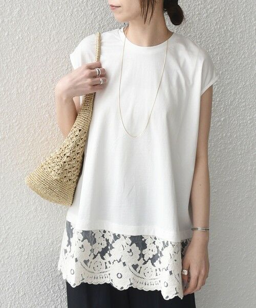 SHIPS / シップス カットソー（半袖以外） | SHIPS Colors:〈手洗い可能〉レースヘム フレンチスリーブ チュニック | 詳細9