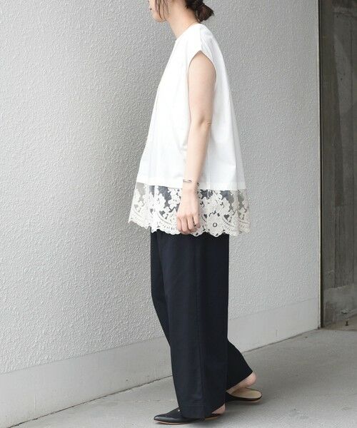 SHIPS / シップス カットソー（半袖以外） | SHIPS Colors:〈手洗い可能〉レースヘム フレンチスリーブ チュニック | 詳細10