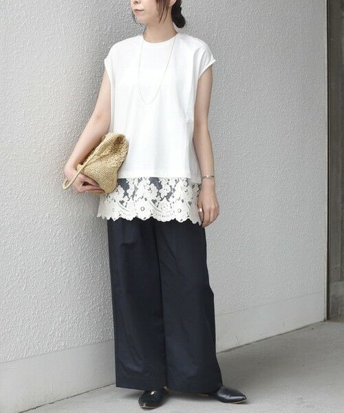 SHIPS / シップス カットソー（半袖以外） | SHIPS Colors:〈手洗い可能〉レースヘム フレンチスリーブ チュニック | 詳細11