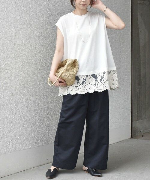SHIPS / シップス カットソー（半袖以外） | SHIPS Colors:〈手洗い可能〉レースヘム フレンチスリーブ チュニック | 詳細12