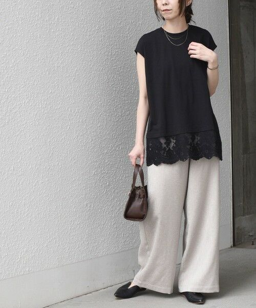 SHIPS / シップス カットソー（半袖以外） | SHIPS Colors:〈手洗い可能〉レースヘム フレンチスリーブ チュニック | 詳細15