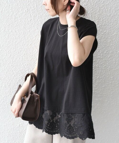 SHIPS / シップス カットソー（半袖以外） | SHIPS Colors:〈手洗い可能〉レースヘム フレンチスリーブ チュニック | 詳細16