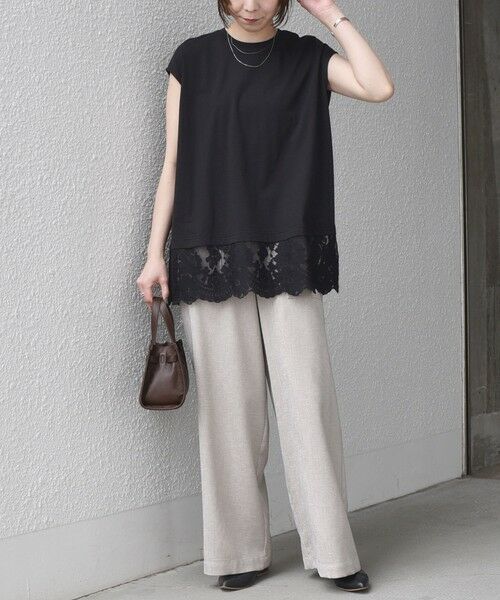 SHIPS / シップス カットソー（半袖以外） | SHIPS Colors:〈手洗い可能〉レースヘム フレンチスリーブ チュニック | 詳細18