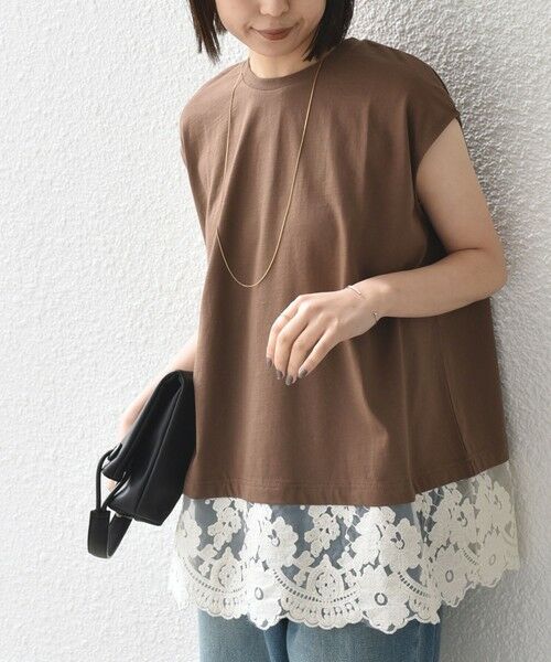 SHIPS / シップス カットソー（半袖以外） | SHIPS Colors:〈手洗い可能〉レースヘム フレンチスリーブ チュニック | 詳細28
