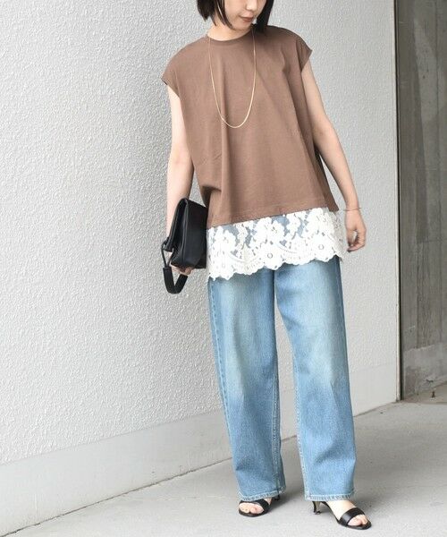 SHIPS / シップス カットソー（半袖以外） | SHIPS Colors:〈手洗い可能〉レースヘム フレンチスリーブ チュニック | 詳細30