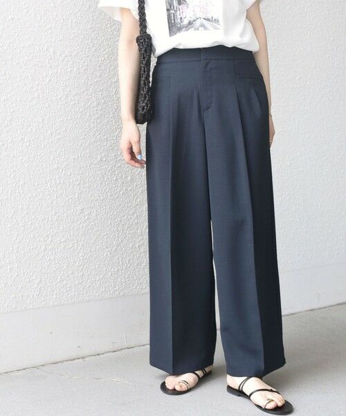 SHIPS / シップス その他パンツ | 《予約》SHIPS Colors:〈手洗い可能〉クリスピー アウトポケット タック ワイド パンツ◆（ネイビー）