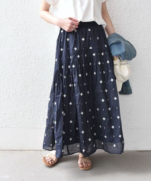 SHIPS / シップス ロング・マキシ丈スカート | 《予約》SHIPS Colors:〈手洗い可能〉幾何 エンブロイダリー オーガンジー スカート◆ | 詳細14