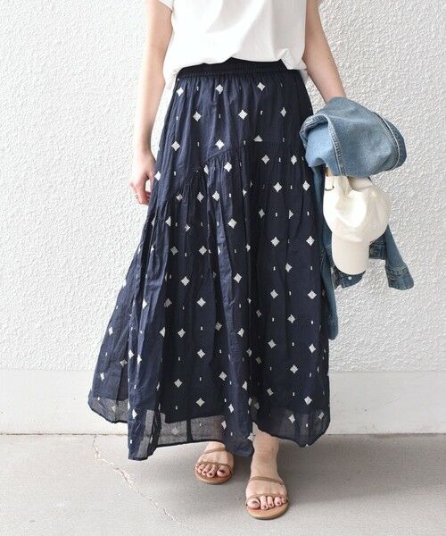 SHIPS / シップス ロング・マキシ丈スカート | 《予約》SHIPS Colors:〈手洗い可能〉幾何 エンブロイダリー オーガンジー スカート◆ | 詳細15