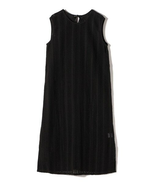SHIPS / シップス ロング・マキシ丈ワンピース | SHIPS Colors:〈手洗い可能〉クロシェ ストライプ レース ワンピース（ブラック）