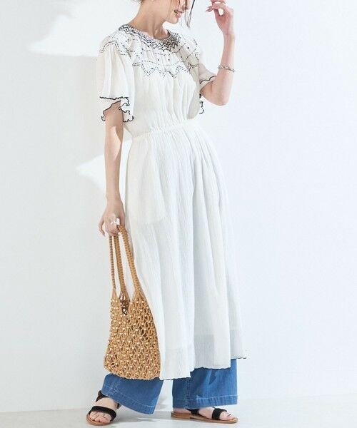 SHIPS / シップス ロング・マキシ丈ワンピース | 《予約》SHIPS Colors:〈手洗い可能〉楊柳 エンブロイダリー ワンピース◆（オフホワイト）