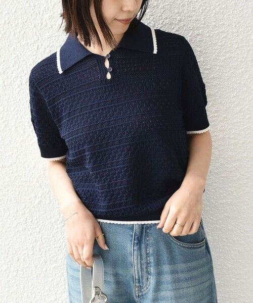 SHIPS / シップス ニット・セーター | 《予約》SHIPS Colors:〈手洗い可能〉透かし編み ポロ ニット◆ | 詳細20