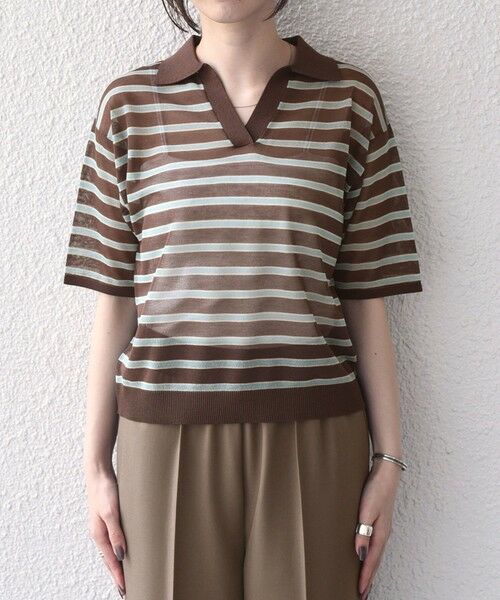 SHIPS / シップス ニット・セーター | 《予約》SHIPS Colors:〈手洗い可能〉シアー ボーダー スキッパー ニット◆ | 詳細14