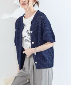 SHIPS / シップス カーディガン・ボレロ | 《予約》SHIPS Colors:〈手洗い可能〉リンクス ステッチ 5分袖 ニット ジャケット◆