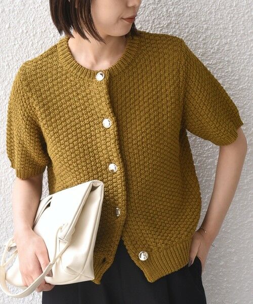 SHIPS / シップス カーディガン・ボレロ | 《予約》SHIPS Colors:〈手洗い可能〉リンクス ステッチ 5分袖 ニット ジャケット◆ | 詳細9