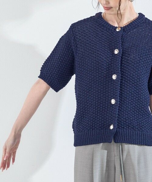 SHIPS / シップス カーディガン・ボレロ | 《予約》SHIPS Colors:〈手洗い可能〉リンクス ステッチ 5分袖 ニット ジャケット◆ | 詳細25