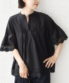 SHIPS / シップス シャツ・ブラウス | 《予約》〈手洗い可能〉トリム レース ピンタック スキッパー ブラウス