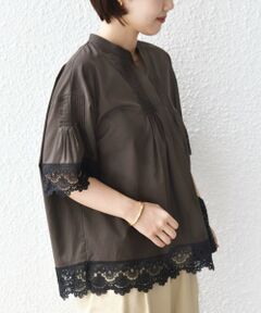 SHIPS / シップス シャツ・ブラウス | 《予約》〈手洗い可能〉トリム レース ピンタック スキッパー ブラウス