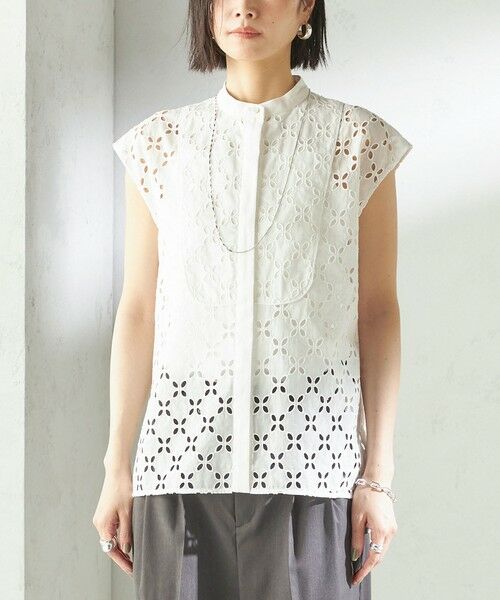 SHIPS / シップス シャツ・ブラウス | 《予約》〈手洗い可能〉綿 刺繍 レース フレンチスリーブ ブラウス | 詳細15