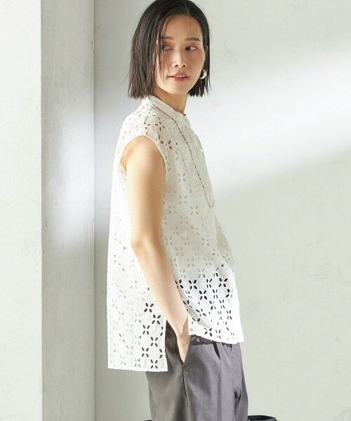 SHIPS / シップス シャツ・ブラウス | 《予約》〈手洗い可能〉綿 刺繍 レース フレンチスリーブ ブラウス | 詳細7