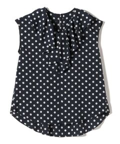 SHIPS / シップス シャツ・ブラウス | 〈手洗い可能〉ドット フリル Vネック フレンチスリーブ ブラウス