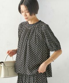 SHIPS / シップス シャツ・ブラウス | 《予約》〈手洗い可能〉プリント カッセン ギャザー 半袖 ブラウス