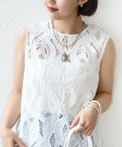 〈手洗い可能〉刺繍 レース ノースリーブ プルオーバー