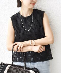 SHIPS / シップス カットソー（半袖以外） | 〈手洗い可能〉刺繍 レース ノースリーブ プルオーバー