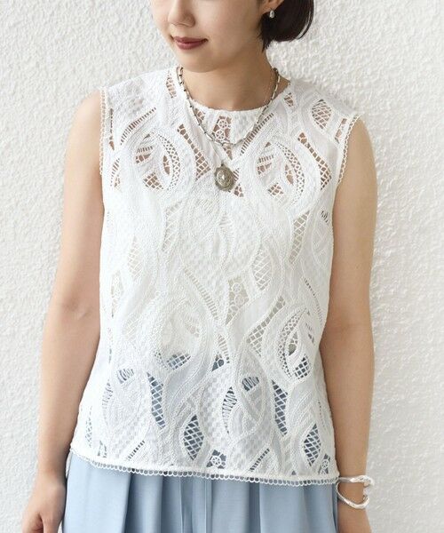 SHIPS / シップス カットソー（半袖以外） | 〈手洗い可能〉刺繍 レース ノースリーブ プルオーバー | 詳細5