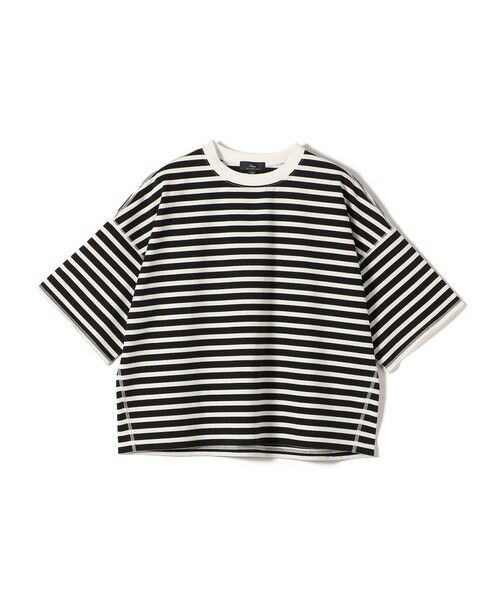 SHIPS / シップス Tシャツ | SHIPS Primary Navy Label:コットン 天竺 ハーフ スリーブ TEE（ブラック）