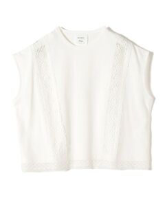 SHIPS / シップス Tシャツ | 《予約》【SHIPS別注】assiette: 〈手洗い可能〉レース コンビ フレンチ スリーブ