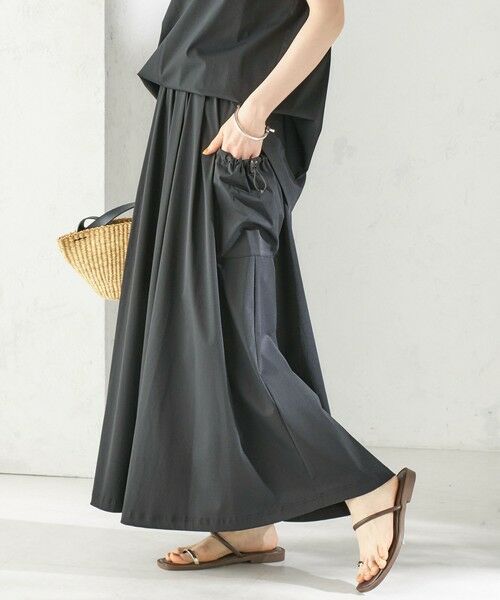 SHIPS / シップス ロング・マキシ丈スカート | 《予約》【SHIPS別注】TAION: 〈UVカット/接触冷感/吸水速乾〉サイド ポケット スカート（ブラック）