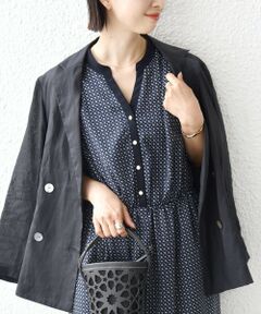 SHIPS / シップス ロング・マキシ丈ワンピース | 〈手洗い可能〉プリント キーネック フレア スリーブ 半袖 ワンピース
