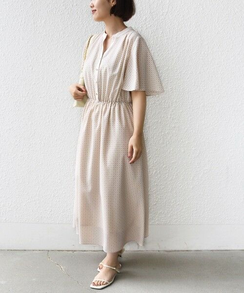SHIPS / シップス ロング・マキシ丈ワンピース | 〈手洗い可能〉プリント キーネック フレア スリーブ 半袖 ワンピース | 詳細6