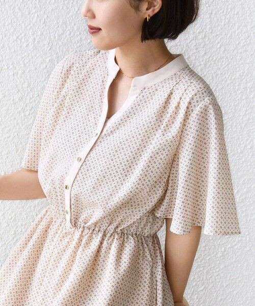 SHIPS / シップス ロング・マキシ丈ワンピース | 〈手洗い可能〉プリント キーネック フレア スリーブ 半袖 ワンピース | 詳細9