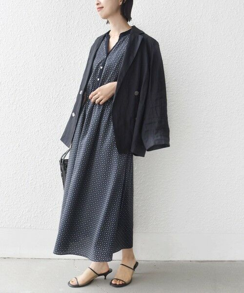 SHIPS / シップス ロング・マキシ丈ワンピース | 〈手洗い可能〉プリント キーネック フレア スリーブ 半袖 ワンピース | 詳細21