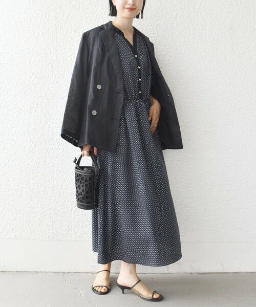 SHIPS / シップス ロング・マキシ丈ワンピース | 〈手洗い可能〉プリント キーネック フレア スリーブ 半袖 ワンピース | 詳細22