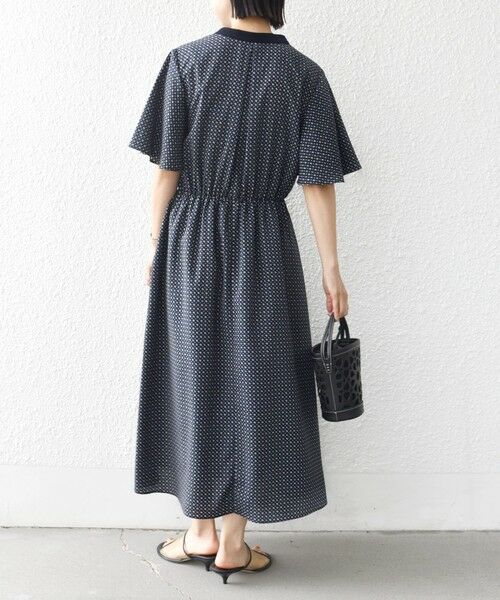 SHIPS / シップス ロング・マキシ丈ワンピース | 〈手洗い可能〉プリント キーネック フレア スリーブ 半袖 ワンピース | 詳細25