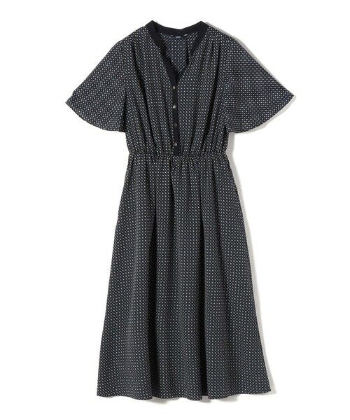 SHIPS / シップス ロング・マキシ丈ワンピース | 〈手洗い可能〉プリント キーネック フレア スリーブ 半袖 ワンピース | 詳細30