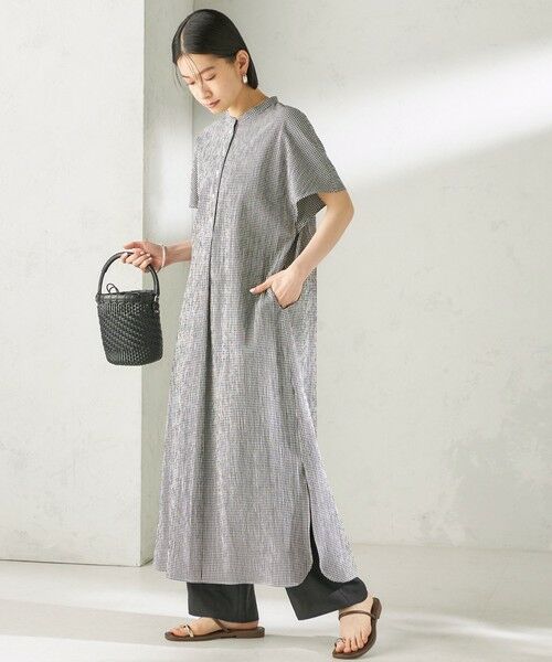 SHIPS / シップス ロング・マキシ丈ワンピース | 《予約》〈手洗い可能〉ACAR バンピー チェック ワンピース（ブラック）