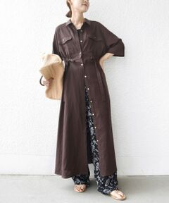 SHIPS / シップス ロング・マキシ丈ワンピース | 《予約》【WEB限定】〈手洗い可能〉リネン 麻 ポケット デザイン ドロスト ワンピース