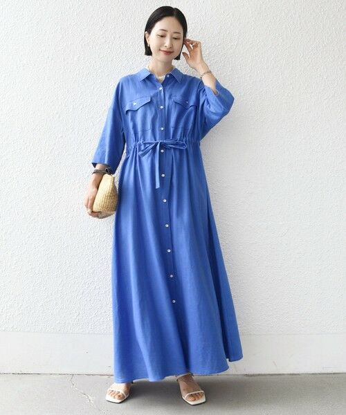 SHIPS / シップス ロング・マキシ丈ワンピース | 《予約》【WEB限定】〈手洗い可能〉リネン 麻 ポケット デザイン ドロスト ワンピース | 詳細20