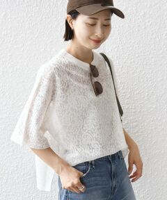 SHIPS / シップス カットソー | 《予約》〈手洗い可能〉レース ジャカード ショートスリーブ カットソー