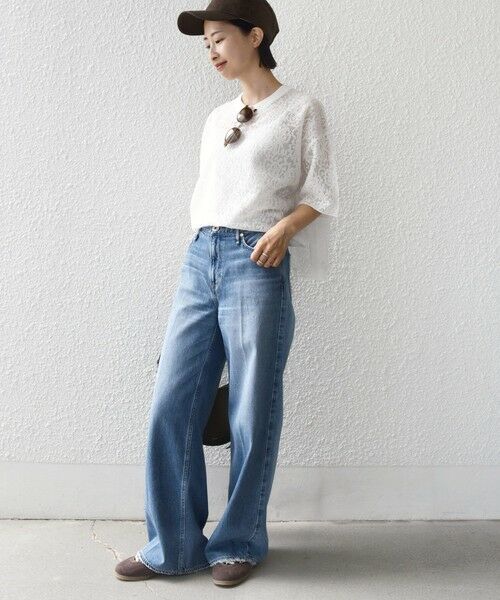 SHIPS / シップス カットソー | 《予約》〈手洗い可能〉レース ジャカード ショートスリーブ カットソー | 詳細2