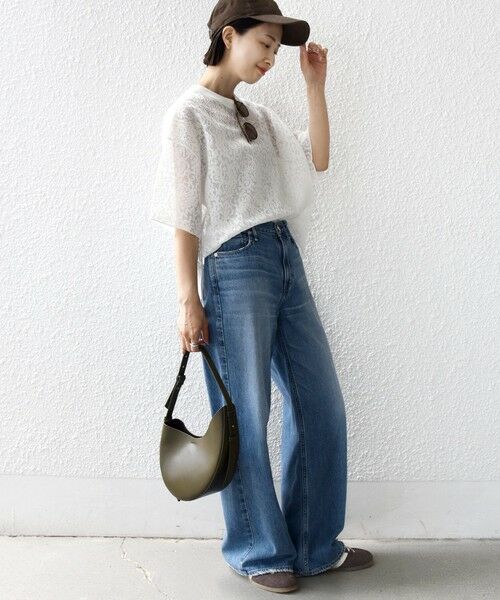 SHIPS / シップス カットソー | 《予約》〈手洗い可能〉レース ジャカード ショートスリーブ カットソー | 詳細4