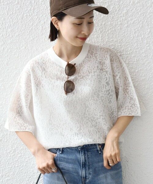 SHIPS / シップス カットソー | 《予約》〈手洗い可能〉レース ジャカード ショートスリーブ カットソー | 詳細5