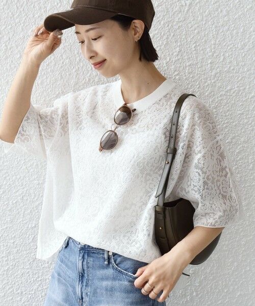 SHIPS / シップス カットソー | 《予約》〈手洗い可能〉レース ジャカード ショートスリーブ カットソー | 詳細6