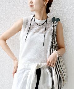 SHIPS / シップス カットソー（半袖以外） | 《予約》〈手洗い可能〉レース ジャカード 2WAY ノースリーブ カットソー